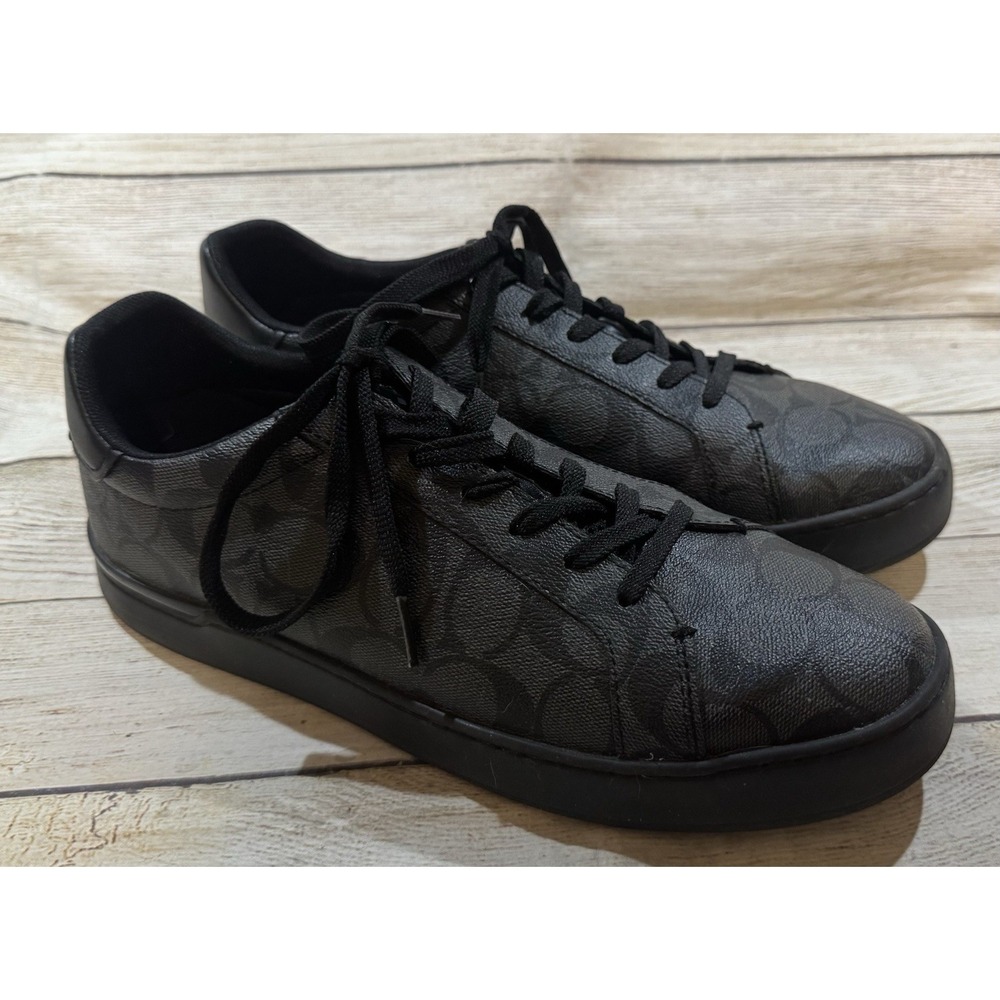 Mens Coach Low Clip Signature G4949 Charcoal Black Sneakers Sz 10 EXCELLENT